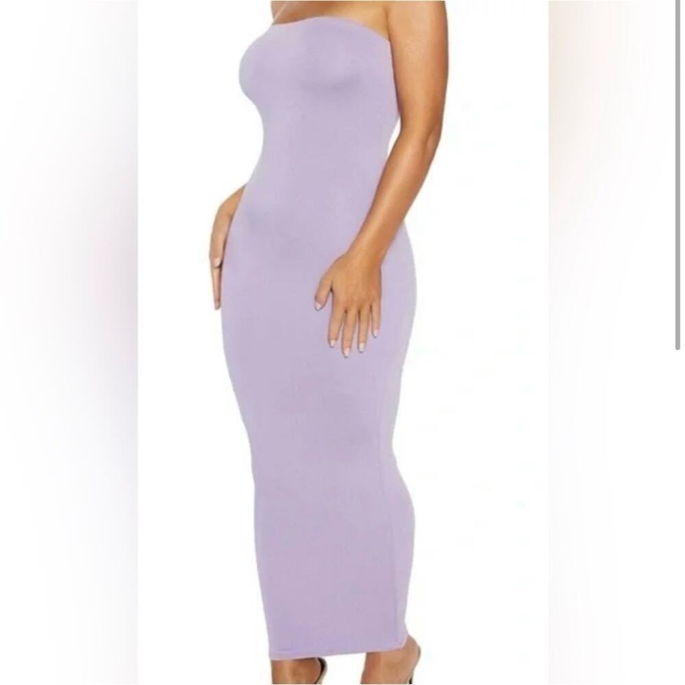 Naked Wardrobe The NW Tube Dress Iris Purple Strapless Crepe Bodycon Size 3X NEW - Picture 3 of 14
